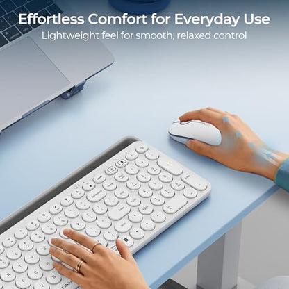 seenda MOU001 Bluetooth Wireless Mouse, Slim Computer Mouse with 3-Device Connection (USB & Dual Bluetooth), Rechargeable Quiet Click Mouse with Adjustable DPI for Windows, MacBook,iPad,Silver - color: Silver