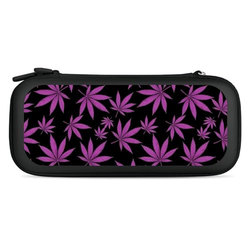 Portable Hard Shell Case Compatible with Nintendo Switch, Shockproof Game Console Holder Bag with Carrying Straps, Purple Weedleaf Leaves - color: Design (220)