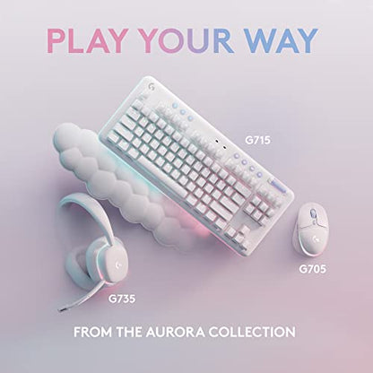 Logitech G715 Wireless Mechanical Gaming Keyboard - White Mist | LIGHTSYNC RGB, Lightspeed wireless, mechanical linear switches, keyboard palm rest, PC/Mac compatible - size: Wireless, style: Linear