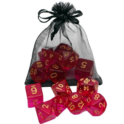 DND Dice Set -7 Polyhedral Dices Suitable for Dungeons&Dragons RPG, MTG Role Playing Table Games - Premium Quality, Durable, and Precision Balanced (Transparent Rose Red) - color: Transparent Rose Red