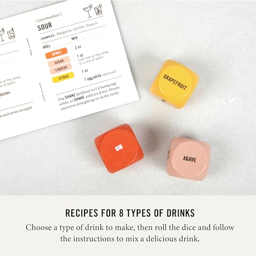 Two Tumbleweeds Mixology Dice - Set of 9 Dice to Inspire Craft Cocktails & Mocktails with Recipe Booklet - Unique Gift for Kitchen or Bar