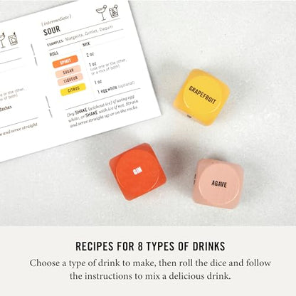 Two Tumbleweeds Mixology Dice - Set of 9 Dice to Inspire Craft Cocktails & Mocktails with Recipe Booklet - Unique Gift for Kitchen or Bar