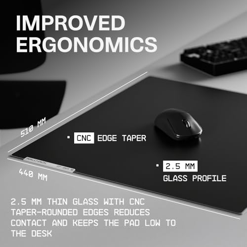 Wallhack SP-005 Glass Gaming Mouse Pad, Large, Black | Speed Surface, Esports Mousepad With Smooth Low-Friction Glide, Tempered Glass, Ergonomic Low Profile, Carry Case Included - color: SP-005 Speed | Black