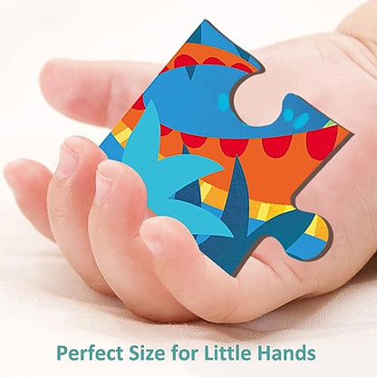 Wooden Puzzles for Kids Ages 3-5, 4 Packs 24 Piece Jigsaw Puzzles for 3 Year Old Boys Girls, Farm Urban Dinosaur Forest Animals Preschool Educational Brain Teaser Boards Toys