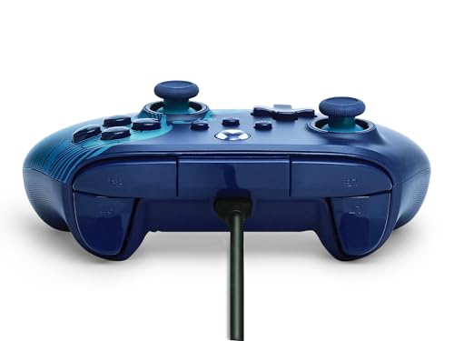 PowerA Advantage Wired Controller for Xbox Series X|S - Blue Wave, gamepad, hall effect thumbsticks, gaming controller, USB-C, Works with Xbox One, Officially Licensed - style: Blue Wave