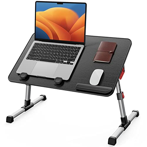 SAIJI Laptop Bed Tray Table,Lightweight Foldable Lap Desk | Adjustable Standing Desk Foldable for Sofa Couch Floor Working Studying Reading Writing Eating,Fit Up to 17" Laptop - color: Black, size: 23.6*13 inches