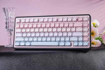 ZORNHER UR82 Wireless Mechanical Keyboard,75% Creamy Keyboard with Cute Cat-Ear Shine Through Keycaps, Hot-Swappable RGB Gaming Keyboard for Windows/Mac, BT/2.4G/USB-C,Bubble Cat Pink Blue - color: Bubble Cat