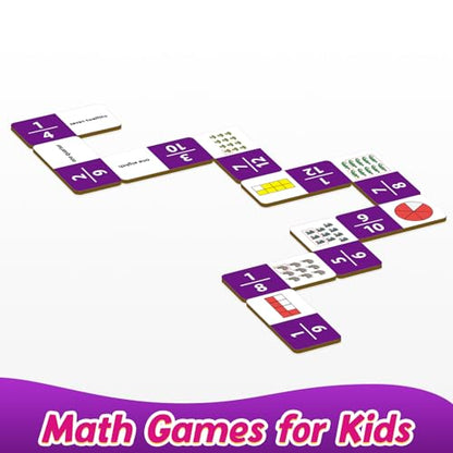 Kasfalci Fraction Dominoes Set,Math Games for Kids,Math Manipulatives,Counting Toys,Learning Games,Preschool Learning Activities,Homeschool Supplies,Kindergarten Classroom Must Haves,1st 2nd 3rd Grade - style: Fraction
