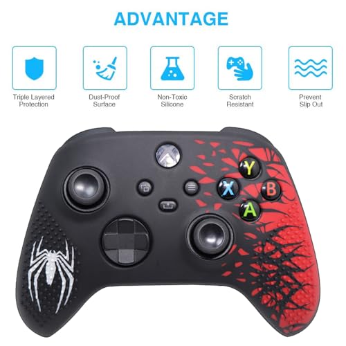 Anti-Slip Silicone Protective Cover Skin for Xbox Series X S Controller, Soft Rubber Case Protector for Xbox Core Wireless Controller with Thumb Grip Gaps