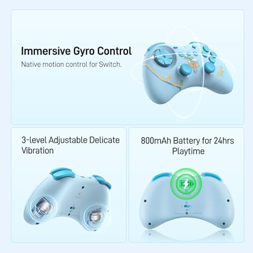 GuliKit Elves 2 Bluetooth Game Controller for Switch 1/2,PC & Android | Anti-Drift Hall Effect Joysticks Gamepad,1000Hz Polling Rate,Switch Wake-up,Gyro & Turbo, Compact【Starsand Island Edition】 - color: Elves 2-Blue