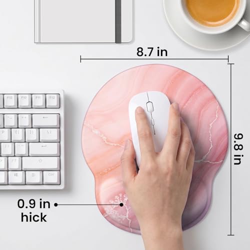 Mouse pad with Wrist Rest,Relieving Pain Memory Foam Computer pad, Ergonomic Desktop Mouse, Silicone Material Mouse pad, with Non-Slip PU Base (Marble) - color: Marble
