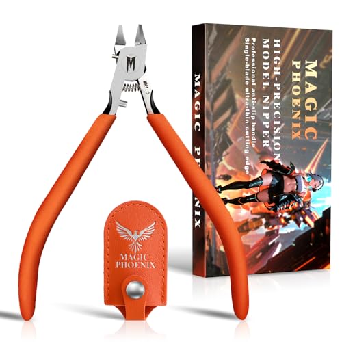 Ultimate Model Nippers, Ultra-thin Single Blade Flush Cutter for Gundam & Resin & Plastic Models, Cr-V Steel with Non-Stick Coating, Ergonomic Non-slip Grip (Professional Grade)