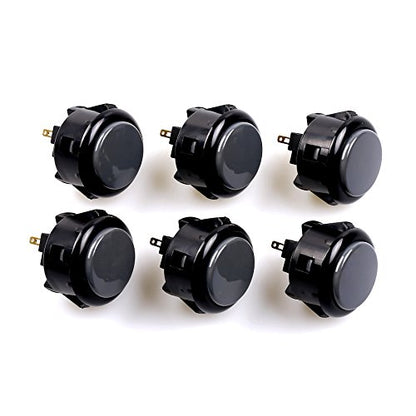 SANWA 6 pcs OBSF-30 Original Push Button 30mm - for Arcade Jamma Video Game & Arcade Joystick Games Console (Black & Gray) S@NWA - color: Gray