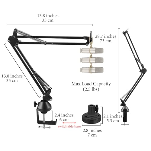 GEEKRIA for Creators Microphone Arm Compatible with Rode NT-USB, NT1-A, NT1, Mic Boom Arm Mount with Table Flange Adapter, Adjustable Suspension Stand, Desk Mount Holder