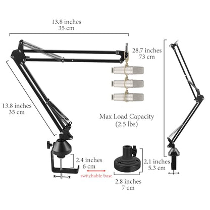 GEEKRIA for Creators Microphone Arm Compatible with Rode NT-USB, NT1-A, NT1, Mic Boom Arm Mount with Table Flange Adapter, Adjustable Suspension Stand, Desk Mount Holder