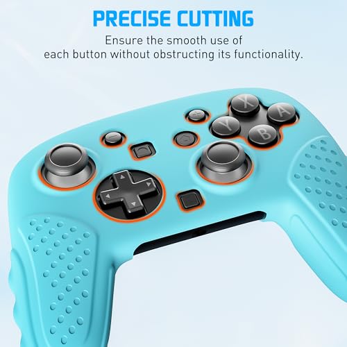 RHOTALL Silicone Cover Skin for Nintendo Switch 2 Pro Controller, Ergonomic Soft Anti-Slip Controller Grip Protector, Comfortable Case Design - Blue - color: blue