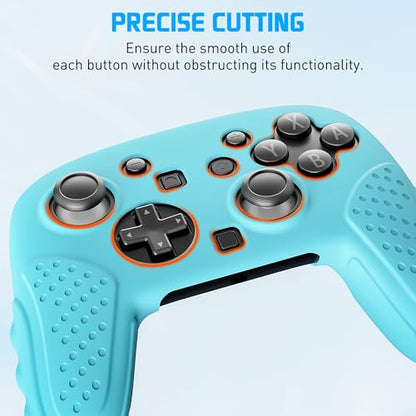RHOTALL Silicone Cover Skin for Nintendo Switch 2 Pro Controller, Ergonomic Soft Anti-Slip Controller Grip Protector, Comfortable Case Design - Blue - color: blue