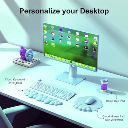 MOKURU Cloud Mouse Pad with Wrist Rest, Cloud Keyboard Wrist Rest, Mouse Pad Wrist Support, Ergonomic Cloud Keyboard Mouse Wrist Support (Blue) - color: Blue