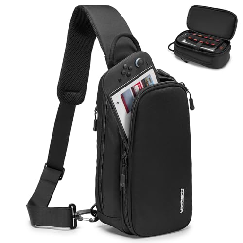 Sling Crossbody Bag for Steam Deck/OLED/Nintendo Switch 2 (2025)/Rog Xbox Ally X,Protective Case - color: Black