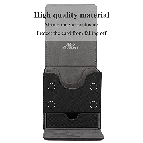 AEGIS GUARDIAN Card Deck Box with Dice Tray for MTG Cards, Commander Deck Box fit 150+ Sleeved Cards, PU Leather Card Storage Box Strong Magnet Deck Game Case for TCG CCG, Black - color: 1-2