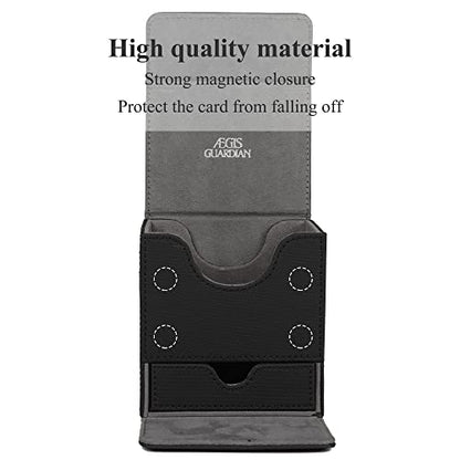 AEGIS GUARDIAN Card Deck Box with Dice Tray for MTG Cards, Commander Deck Box fit 150+ Sleeved Cards, PU Leather Card Storage Box Strong Magnet Deck Game Case for TCG CCG, Black - color: 1-2