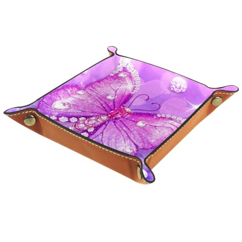 Pink Butterfly Dice Tray PU Leather Dice Rolling Tray Folding Dice Holder for Dice Games, Like RPG, DND and Other Table Games - color: Multi 2