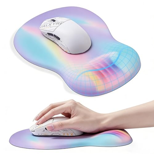 Ergonomic Mouse Pad with Wrist Support, Comfortable Memory Foam Mousepad with Wrist Rest for Computer & Laptop, Non-Slip Base Office Mouse Pads for Pain Relief, 9.5 x 8.1 x 1.1 in - color: Multi purple mouse wrist rest