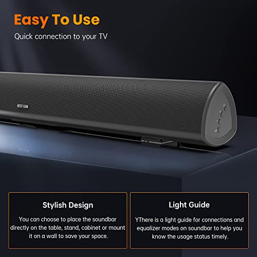 100Watt 40 Inch Soundbar, BESTISAN Sound Bar Wireless and Wired Audio Bluetooth 5.0 TV Speakers with HDMI-ARC Function (2023 Beef UP Version, DSP Audio, Bass Adjustable, Wall Mountable) - color: 40inch black