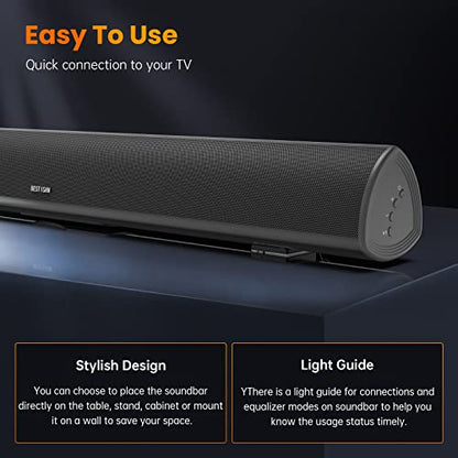100Watt 40 Inch Soundbar, BESTISAN Sound Bar Wireless and Wired Audio Bluetooth 5.0 TV Speakers with HDMI-ARC Function (2023 Beef UP Version, DSP Audio, Bass Adjustable, Wall Mountable) - color: 40inch black