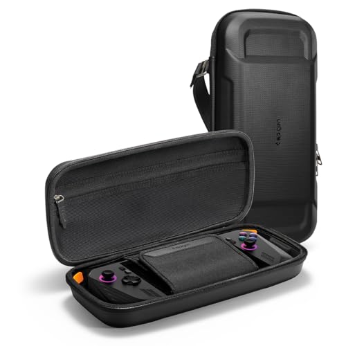 Spigen Rugged Armor Pro Hard Shell Carrying Case | ROG Xbox Ally X, Nintendo Switch 2, MSI Claw 7 AI+, ASUS ROG Ally, Accessory Pockets, Charger Storage - Black - color: Black