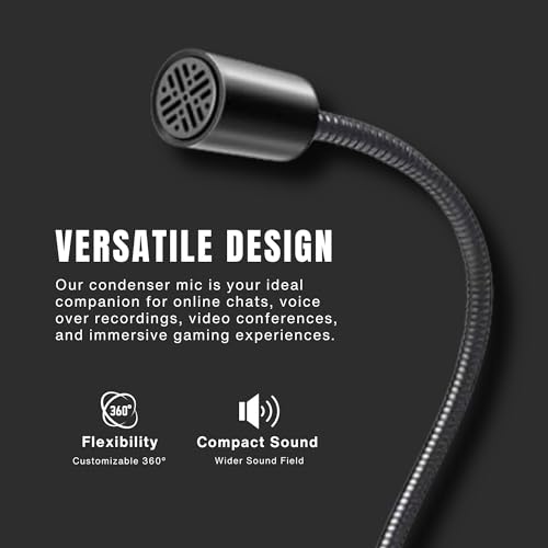 Gooseneck USB Microphone for PC - Plug & Play Computer Mic With Mute Button - Condenser Gaming Microphone - Omnidirectional USB