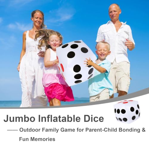13" Jumbo Inflatable Dice, 2pack Outdoor Fun Giant Inflatable Dice Set and 12mm 10pcs Dice for Indoor and Outdoor Broad Game, Ludo and Pool Party | Includes 12mm 10pcs Dice, Indoor and Outdoor, Broad Game, Ludo and Pool Party