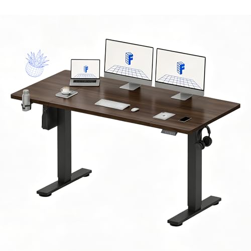 FLEXISPOT 63x32 Inch Electric Large Standing Desk for Home & Office, Spacious Splice Board Desk with Cable Management & Organizer, Cup Holder & Hook, Black Walnut - color: Black Walnut, size: 63"x32"