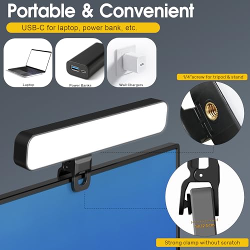16W 2PCs Video Conference Lighting, LED Streaming Light Clip-On, Zoom Lighting for Computer Monitor Webcam Laptop, Desk Ring Light for Video Recording Podcast, Eye-Caring&360° Rotary Backlight