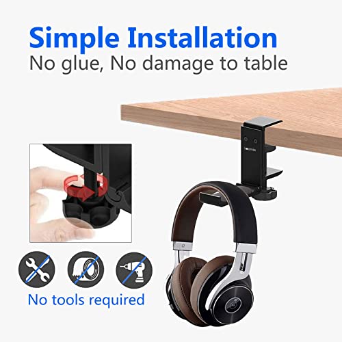 Aluminum Headphone Stand Hanger Foldable with Cable Clip Headset Holder Clamp Hook Under Desk, Save Your Space While Working & Gaming - style: 1 pack
