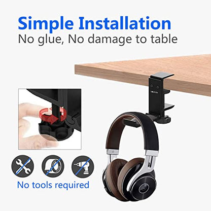 Aluminum Headphone Stand Hanger Foldable with Cable Clip Headset Holder Clamp Hook Under Desk, Save Your Space While Working & Gaming - style: 1 pack
