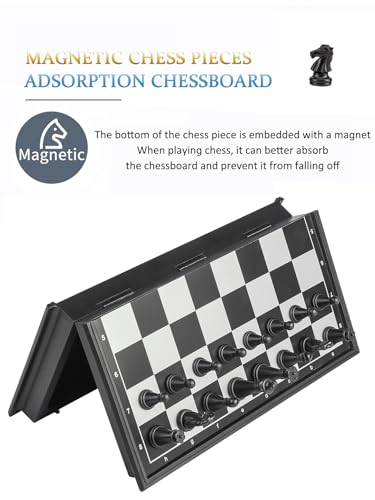 Chess Sets Travel Board Games - 7.9 Inches Magnetic Small Pocket Chess Set for Teens & Adults, Folding Portable Chess Gifts Classic 2-Player Strategy Family Game for Beginner and Professional - color: Black&white, style: X-Small / 7.9Inch