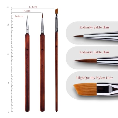 Kolinsky Sable Miniature Paint Brushes-Golden Maple 3pcs Detail Paint Brushes Drybrush for Acrylic Watercolor, Small Fine Detail Paint Brush Set Use for Mini Paints,Paint by Number, Miniature Painting - color: Bronze