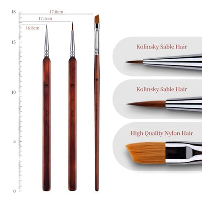 Kolinsky Sable Miniature Paint Brushes-Golden Maple 3pcs Detail Paint Brushes Drybrush for Acrylic Watercolor, Small Fine Detail Paint Brush Set Use for Mini Paints,Paint by Number, Miniature Painting - color: Bronze