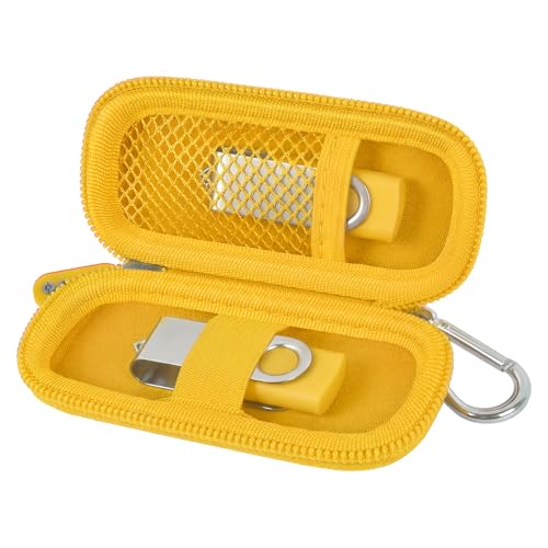 USB Flash Drive Case, SD Card Holder Compatible with Thumb Drive, Memory Cards, SDXC SDHC Storage Bag, Electronic Accessories Organizer for SanDisk for Samsung for Inland (Yellow) - color: Yellow