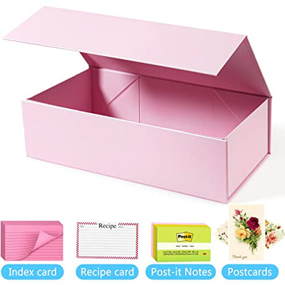 Harhana 3x5 Index Card Holder Pink Card File Box Organizer, Hold 1200 3x5-Inch Flash Cards- 1 Pack Pink - color: Pink