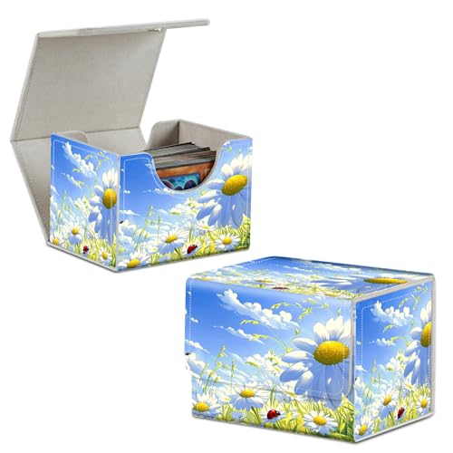 White Daisies Blue Sky Card Deck Box Trading Cards with Strong Magnet Commander Deck Box Card Storage Box Magic Premium Card Storage Box Case Cover for TCG CCG Magic Cards - color: White Daisies Blue Sky, size: A Card Deck Box