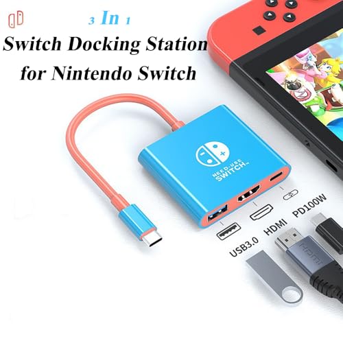 Switch Docking Station for Nintendo Switch, 100W Fast Charging Dock Station with 4K@60Hz HDMI, USB C to HDMI Adapter for Steam Deck, MacBook, Laptop, TV Monitor