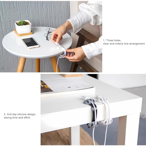 6 Pcs Cable Clips,Cord Organizer Holder Silicone USB Cable Winder Desktop Management Clips Cable Holder for Desk, Home, Office.