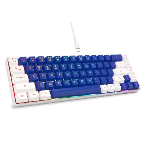 GEODMAER 65% Gaming Keyboard, LED Backlit Mini Wired Keyboard, Ultra-Compact Anti-Ghosting No-Conflict 68 Keys Membrane Gaming Wired Keyboard for PC Laptop Windows Gamer