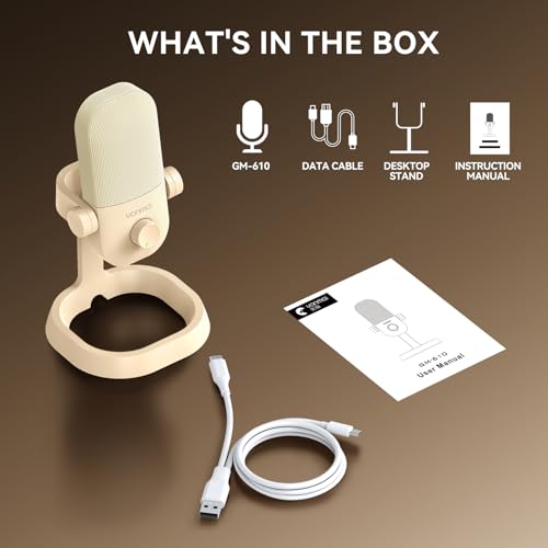 USB Microphone for PC, Plug & Play Cardioid Condenser Mic - color: Beige