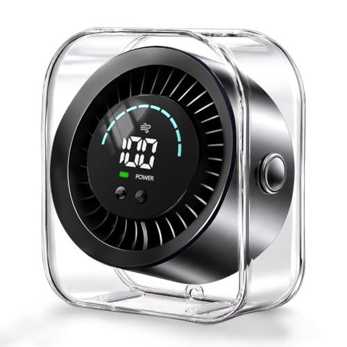 Desk Fan Small Quiet, Rechargeable USB Table Fan with Turbo Airflow, 100 Speeds LED Display, 360° Rotation, Portable Battery Powered Desktop Fan for Bedroom Home Office Travel, Black - color: Black