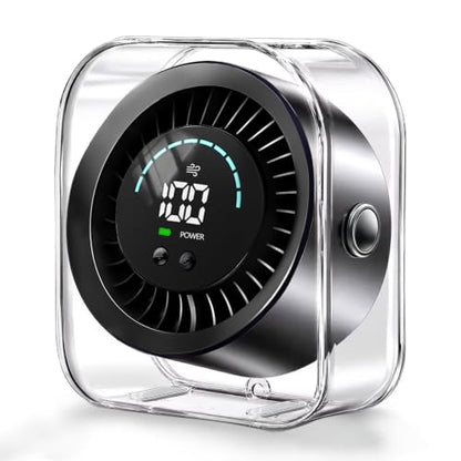 Desk Fan Small Quiet, Rechargeable USB Table Fan with Turbo Airflow, 100 Speeds LED Display, 360° Rotation, Portable Battery Powered Desktop Fan for Bedroom Home Office Travel, Black - color: Black