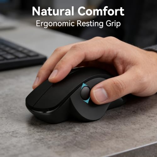 Ergonomic Thumb Wheel Mouse, Silent Wireless Mouse for Laptop | Comfortable Computer Mouse For Office Work, An Ergonomic Silent Click Mouse Offering A Natural Hand Posture