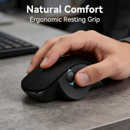 Ergonomic Thumb Wheel Mouse, Silent Wireless Mouse for Laptop | Comfortable Computer Mouse For Office Work, An Ergonomic Silent Click Mouse Offering A Natural Hand Posture